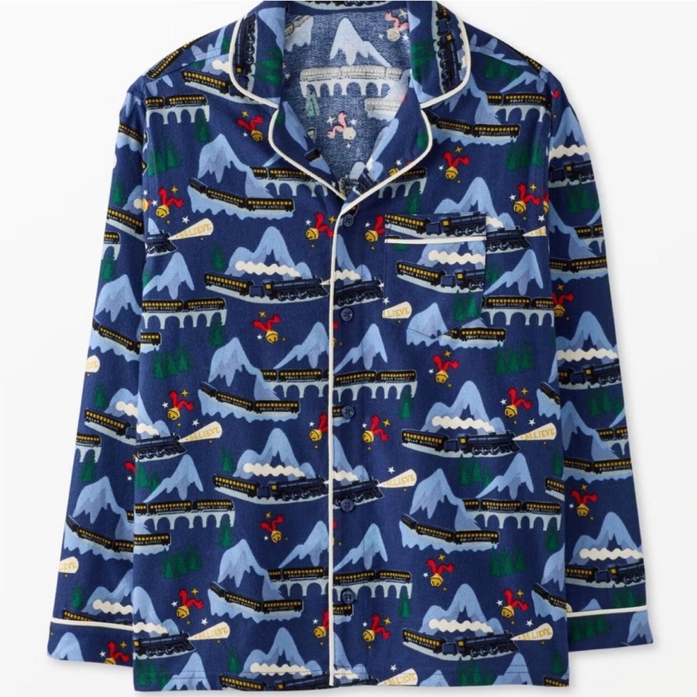 Hanna Andersson The Polar Express Collared Flannel Pajama Top